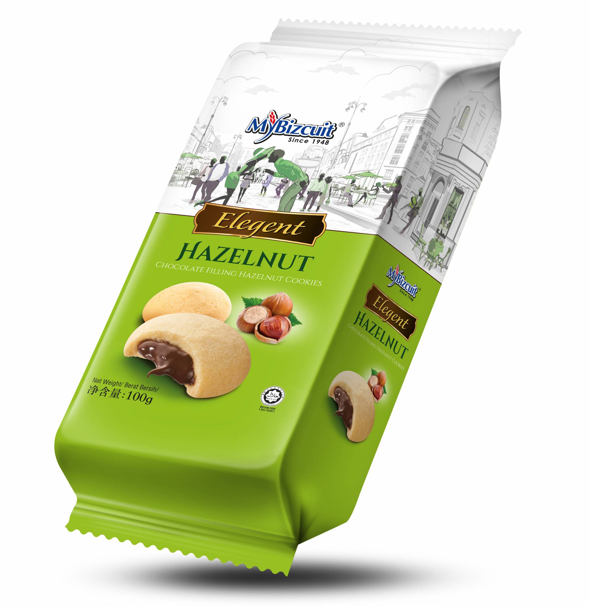 Chocolate Filling Hazelnut Cookies 100g [9476]