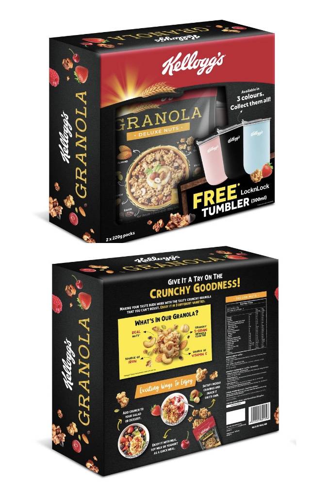 Kellogg's Granola Deluxe Nuts Cereal (2 x 220g) *FREE LocknLock Tumbler